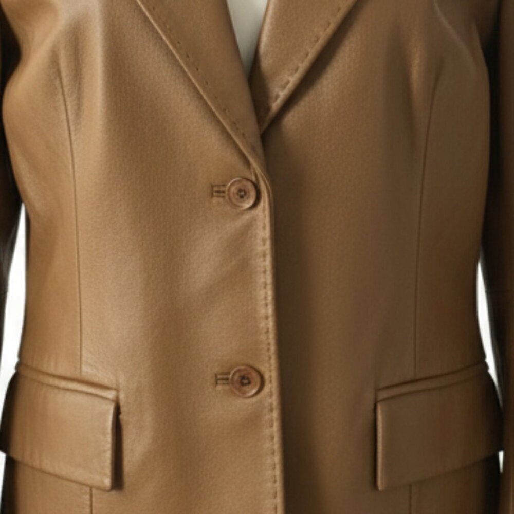 Vintage‑Era JACOB Caramel 100% Leather Jacket – L - NWT - Picture 3 of 10